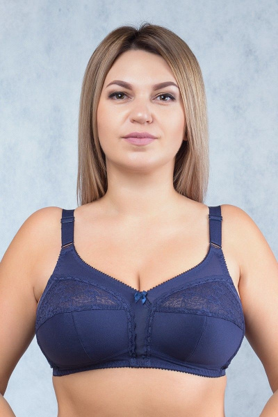 Бюстгальтер из кружево и трикотажа синего цвета Verally 213-6 темно-синий - фото 1