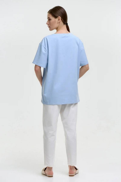 Майка базовая из хлопка без принта Garsonnier 10001001 небесно-голубой - фото 2