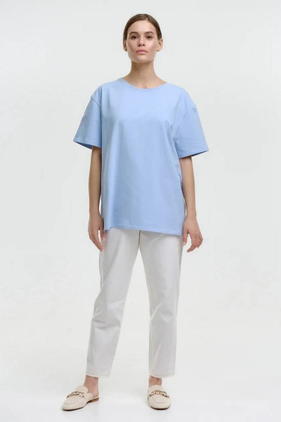 Майка базовая из хлопка без принта Garsonnier 10001001 небесно-голубой - фото 3