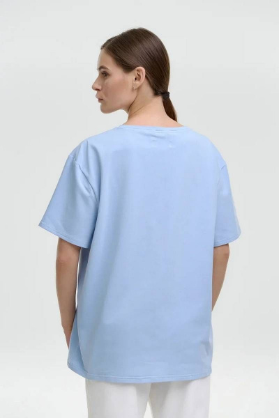 Майка базовая из хлопка без принта Garsonnier 10001001 небесно-голубой - фото 4