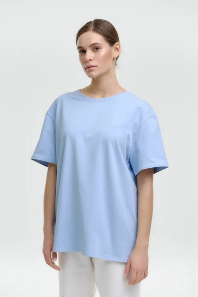 Майка базовая из хлопка без принта Garsonnier 10001001 небесно-голубой - фото 5