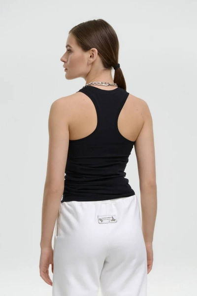 Топ из плотного хлопкового полотна с округлой горловиной Garsonnier 21001002 чёрный - фото 3