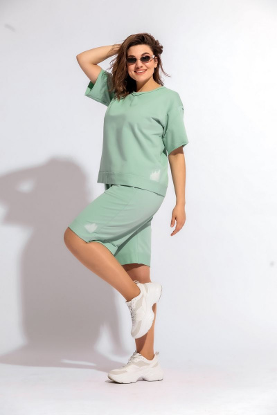 Блуза, шорты BegiModa 3010 шалфей - фото 3