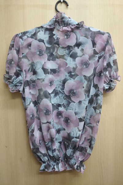 Летняя шифоновая блуза с мультипринтом и рукавом Таир-Гранд 6296-2 орхидея - фото 2