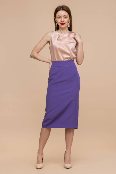 Фиолетовая юбка карандаш из текстиля с разрезом Domna 71114 лаванда - фото 5