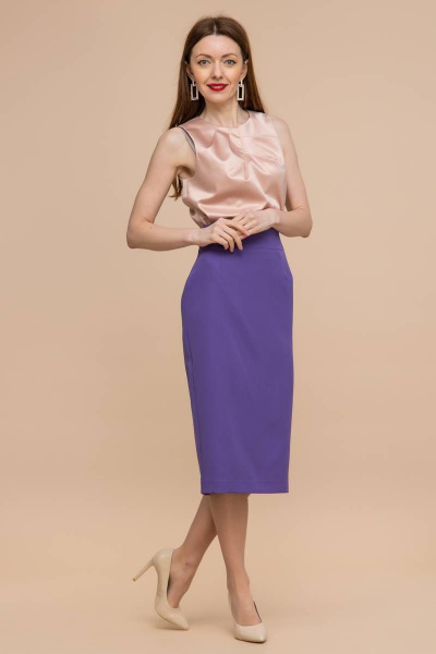 Фиолетовая юбка карандаш из текстиля с разрезом Domna 71114 лаванда - фото 1