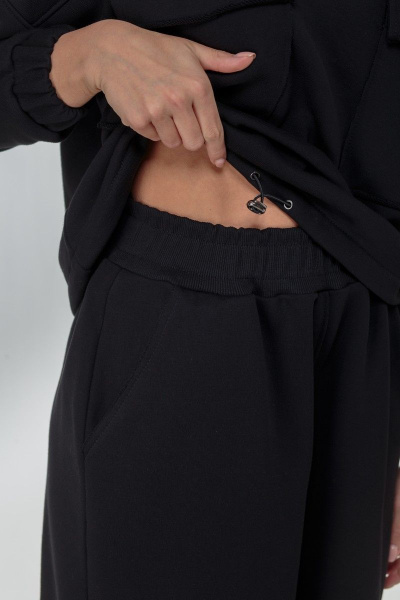 Бежевый жакет и кюлоты из вискозы и трикотажа Anelli 1012 черный - фото 7