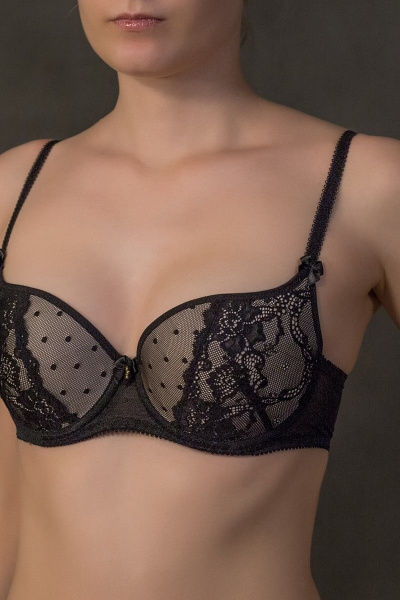 Бюстгальтер кружево, трикотаж для комфорта и повседневной носки Verally 2063-1 черный - фото 3