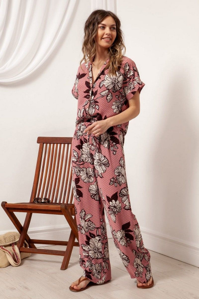 лёгкая летняя блуза из ткани с цветочным принтом Nova Line 20420 цветы - фото 2