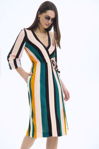 Платье LaVeLa L1940 полоска_цветная - фото 1