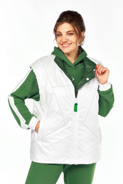 Костюм спортивный брюки жилет кофта больших размеров Диомант 1917 зелень - фото 13