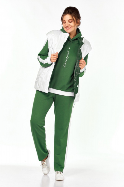 Костюм спортивный брюки жилет кофта больших размеров Диомант 1917 зелень - фото 9