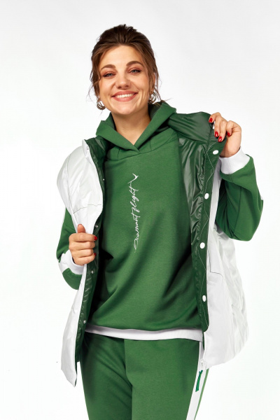 Костюм спортивный брюки жилет кофта больших размеров Диомант 1917 зелень - фото 7