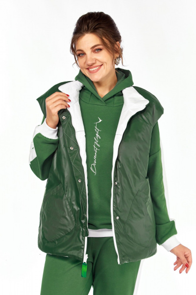 Костюм спортивный брюки жилет кофта больших размеров Диомант 1917 зелень - фото 4