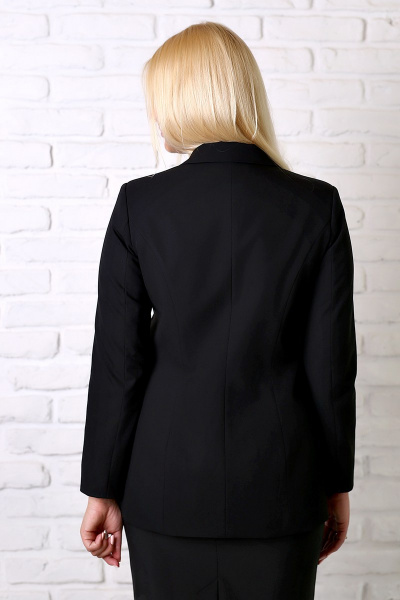Деловой удлиненный черный жакет из текстиля Avila 0641 черный - фото 2