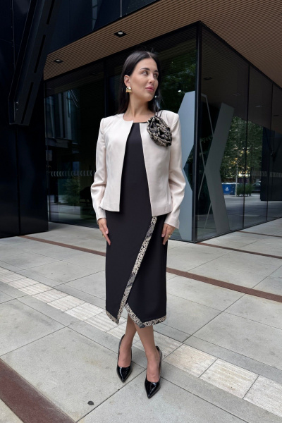 Жакет, платье Mubliz 272 бежевый-черный - фото 22