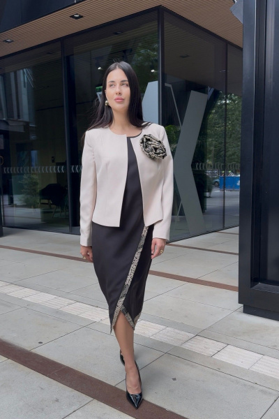 Жакет, платье Mubliz 272 бежевый-черный - фото 21