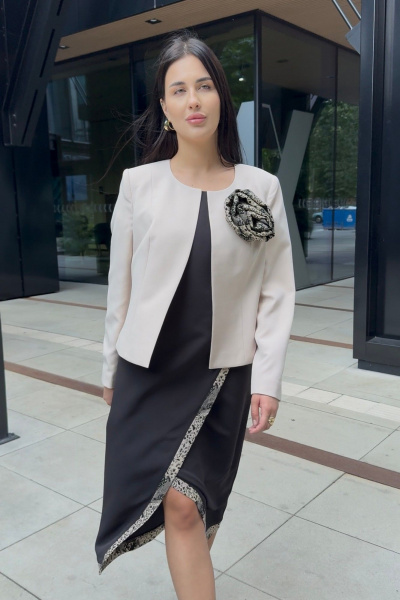 Жакет, платье Mubliz 272 бежевый-черный - фото 20