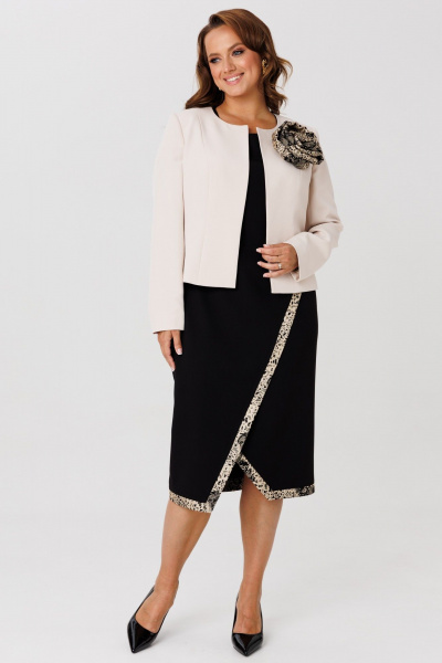 Жакет, платье Mubliz 272 бежевый-черный - фото 15