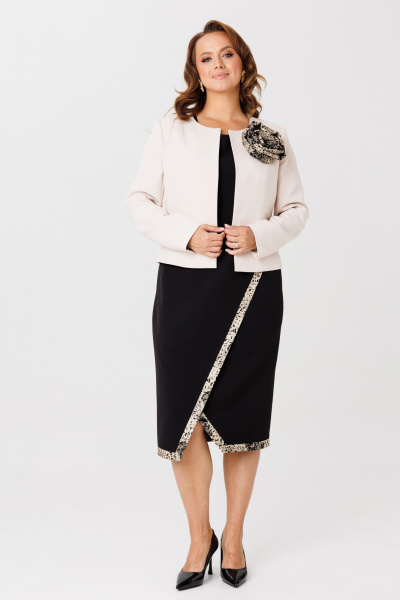 Жакет, платье Mubliz 272 бежевый-черный - фото 12