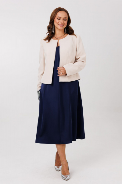 Жакет, платье Mubliz 292 бежевый-синий - фото 3