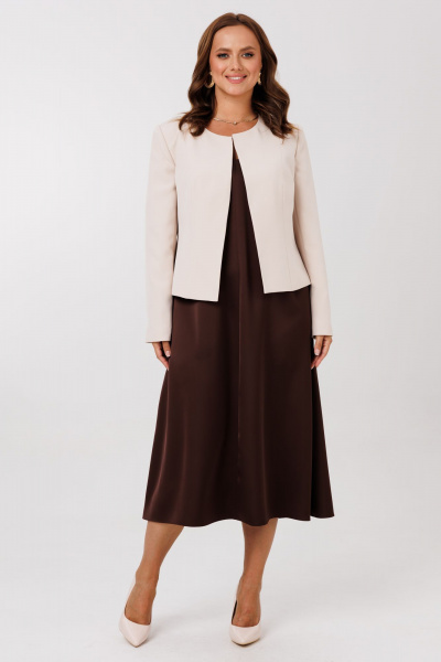 Жакет, платье Mubliz 292 бежевый-шоколад - фото 1