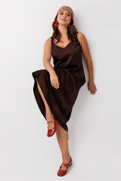 Жакет, платье Mubliz 292 бежевый-шоколад - фото 17