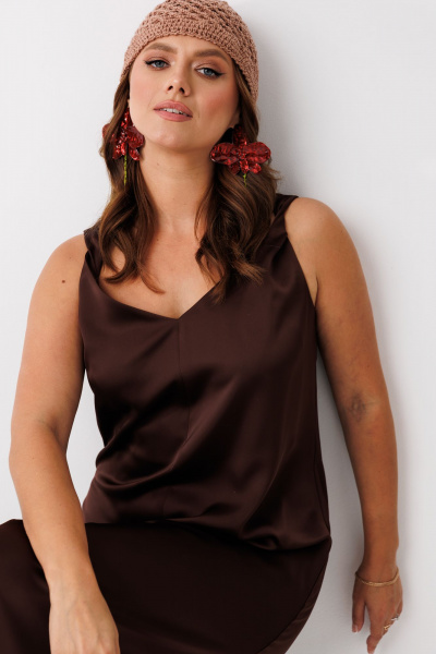 Жакет, платье Mubliz 292 бежевый-шоколад - фото 16