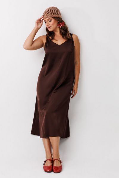 Жакет, платье Mubliz 292 бежевый-шоколад - фото 15