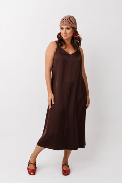 Жакет, платье Mubliz 292 бежевый-шоколад - фото 12