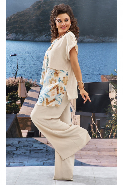 Блуза, брюки Vittoria Queen 24793  песочный_мультиколор - фото 4