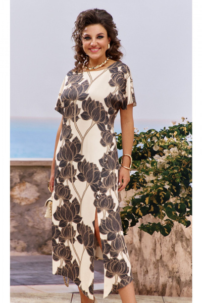 Платье Vittoria Queen 25703 бежево-коричневый_черный - фото 5