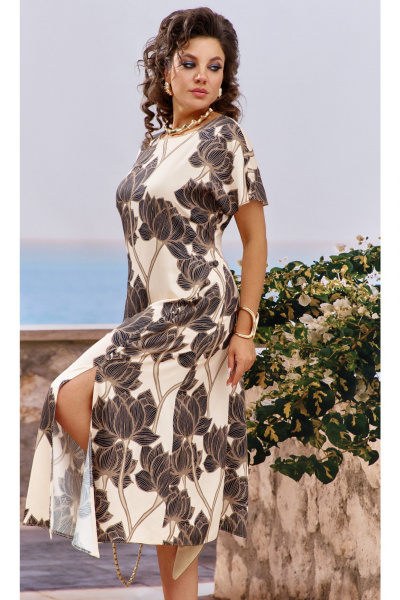 Платье Vittoria Queen 25703 бежево-коричневый_черный - фото 3