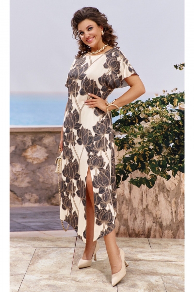 Платье Vittoria Queen 25703 бежево-коричневый_черный - фото 2