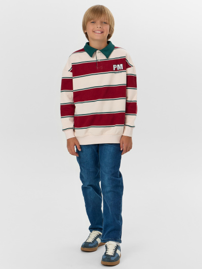 Свитшот Mark Formelle 123469/24-33745ПП-7 молочно_красная_полоска_2_сл_на_пол - фото 3