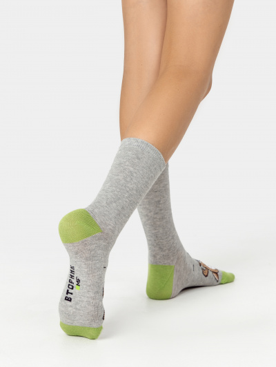 Носки Mark Formelle 430G-1346/B4-123430G-1 серый_меланж_салатовый_рис.1346 - фото 2