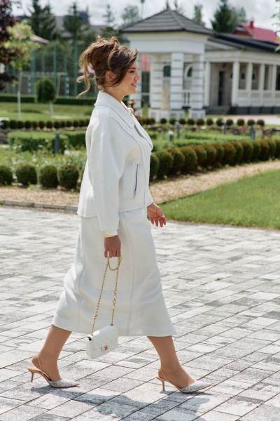 Жакет, юбка Vittoria Queen 26053 молочный - фото 3