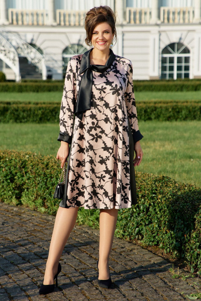 Платье Vittoria Queen 26163 черно-бежевый - фото 1