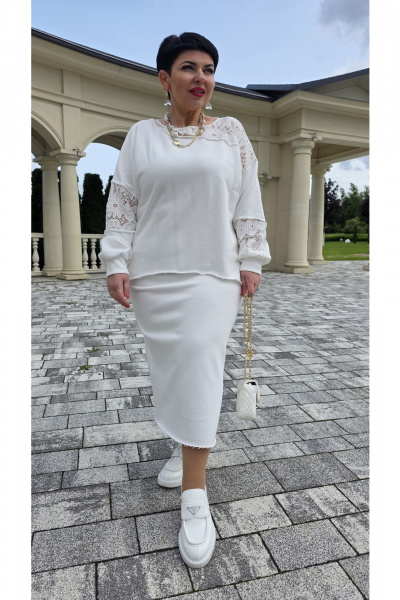 Джемпер, юбка Vittoria Queen 26523 молочный - фото 5