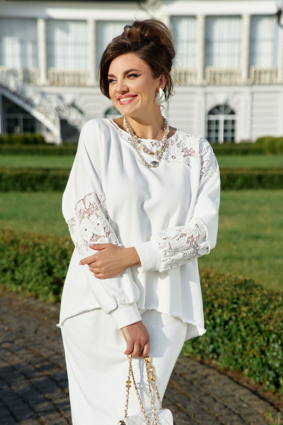 Джемпер, юбка Vittoria Queen 26523 молочный - фото 4