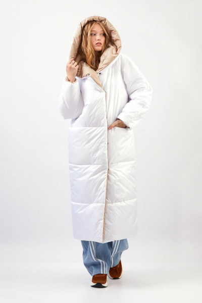 Пальто Rivoli 1065.2 бежевый,белый - фото 7