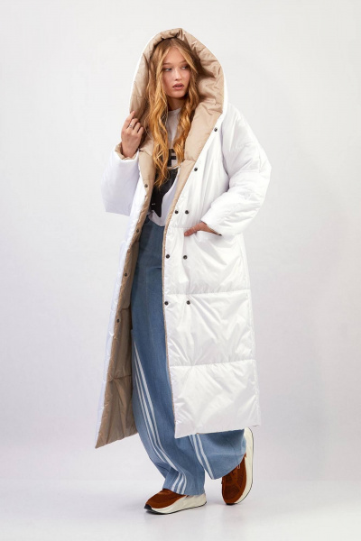 Пальто Rivoli 1065.2 бежевый,белый - фото 5