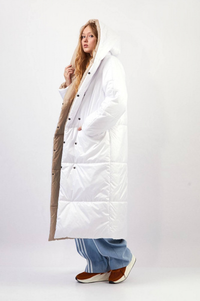 Пальто Rivoli 1065.2 бежевый,белый - фото 4