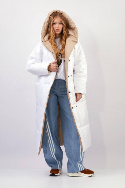 Пальто Rivoli 1065.2 бежевый,белый - фото 1