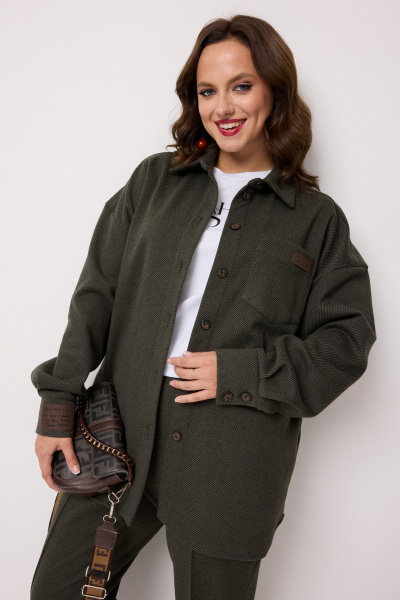 Блуза, брюки Твой имидж 2245 оливковый - фото 3