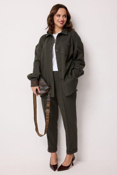 Блуза, брюки Твой имидж 2245 оливковый - фото 2