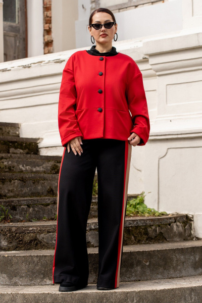 Брюки, жакет ADARIN A04 красный/черный - фото 2