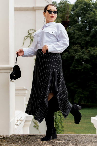 Юбка ADARIN А09 черный/полоска - фото 8