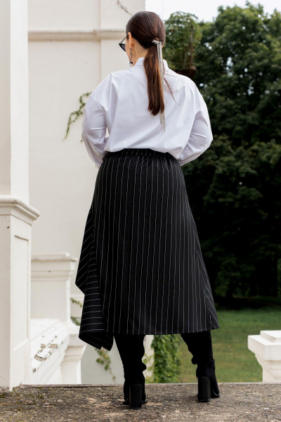 Рубашка, юбка, галстук ADARIN А55 черный/полоска - фото 5