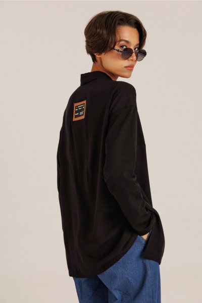 Демисезонная черная блузка классического фасона DILIA 0773 черный - фото 2